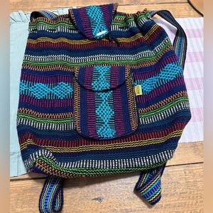 Handmade Mexican style woven blanket bag
